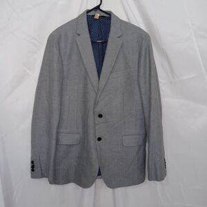 Banana Republic Gray Herringbone 100% Cotton Blazer  Mens 42R Slim Fit